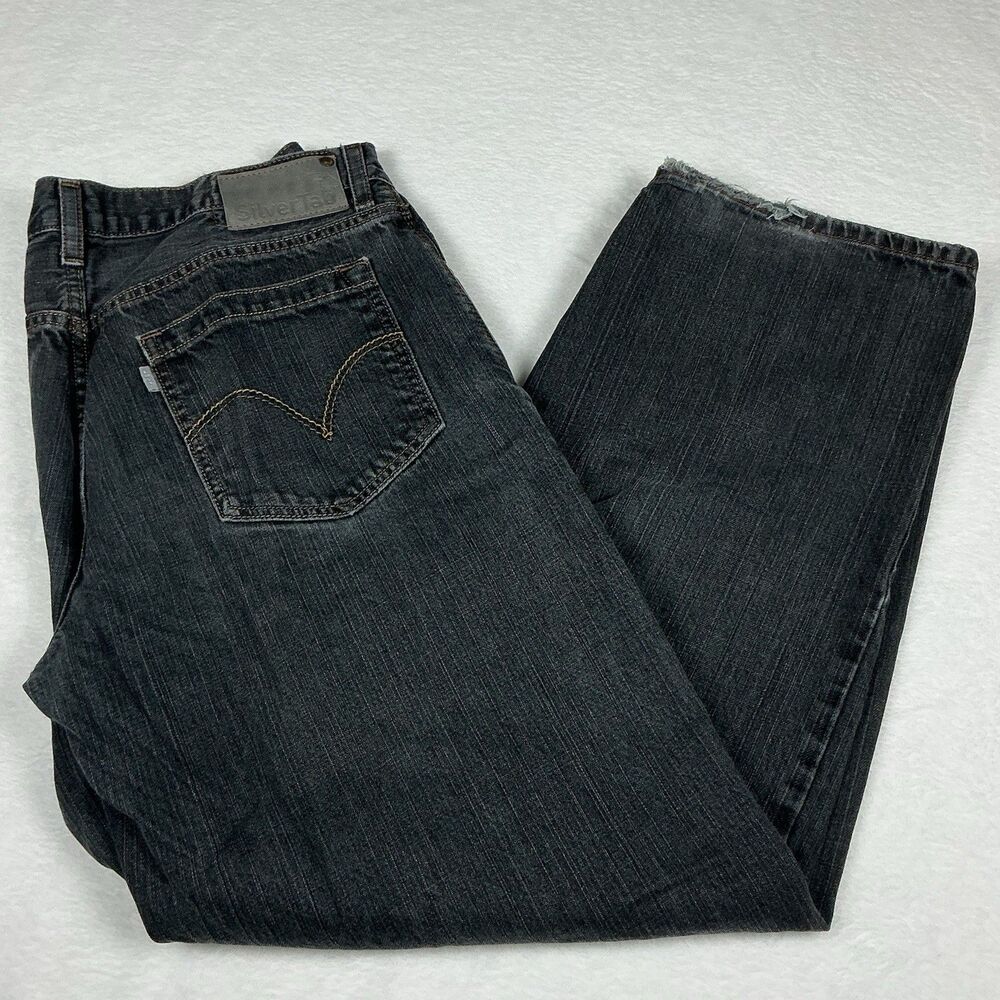 Levi’s SilverTab Baggy Jeans Men’s 36x30 Gray Baggy Y2K Skater Distressed Hem